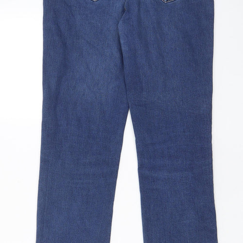 George Womens Blue Cotton Straight Jeans Size 14 L28 in Regular Zip - Pockets