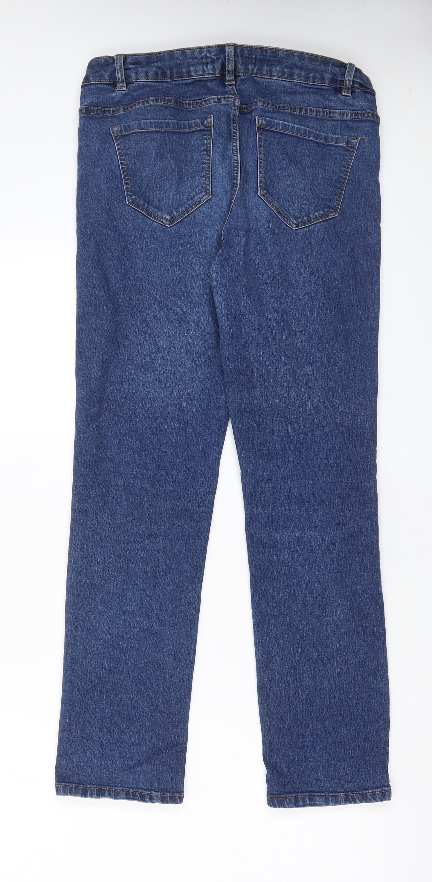 George Womens Blue Cotton Straight Jeans Size 14 L28 in Regular Zip - Pockets