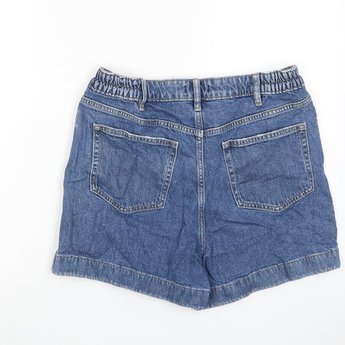 F&F Womens Blue Cotton Boyfriend Shorts Size 14 L3.5 in Regular Zip - Pockets