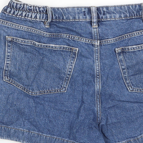 F&F Womens Blue Cotton Boyfriend Shorts Size 14 L3.5 in Regular Zip - Pockets