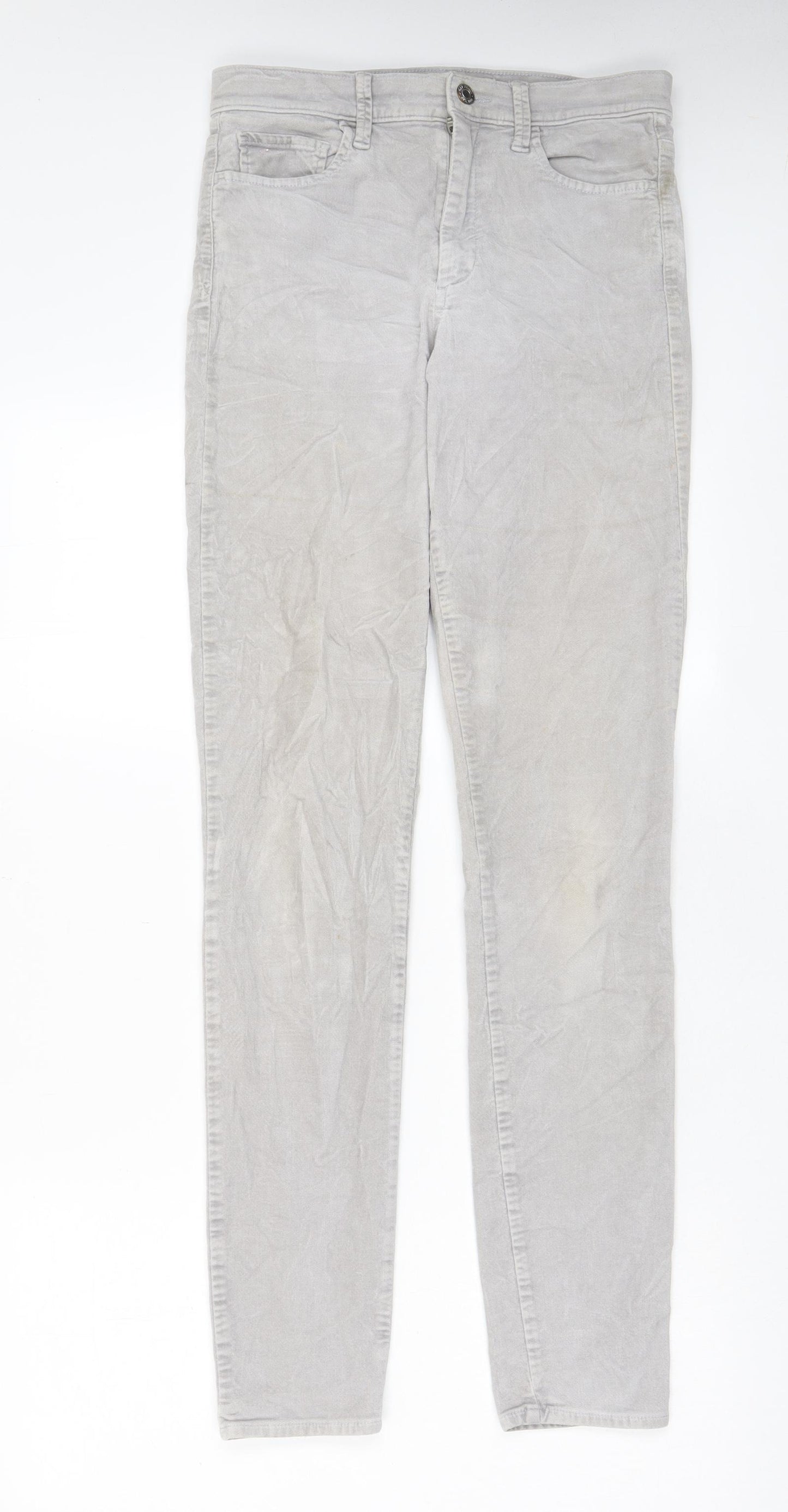 Gap Womens Grey Cotton Trousers Size 28 in L32 in Regular Zip - Pockets