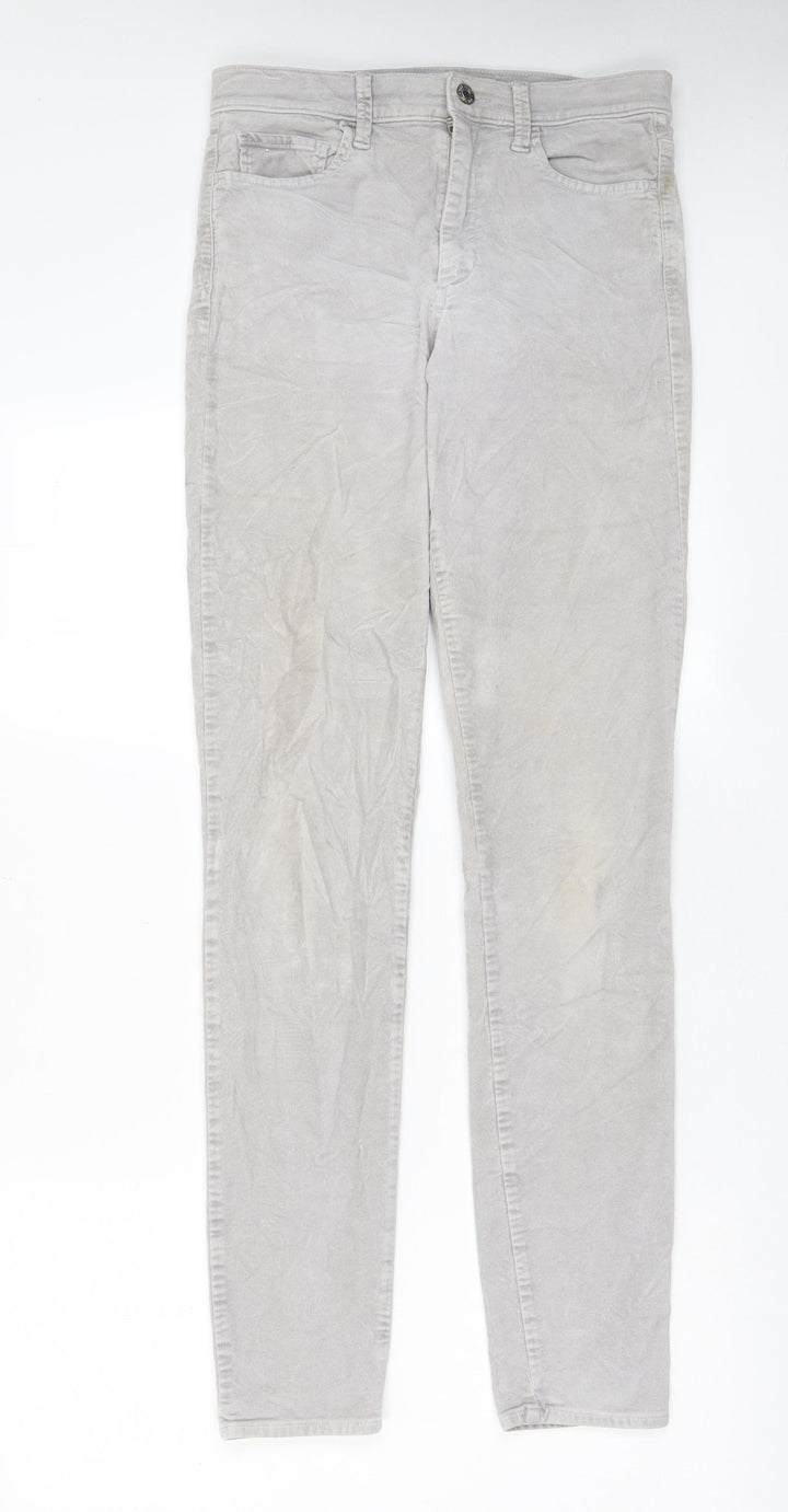 Gap Womens Grey Cotton Trousers Size 28 in L32 in Regular Zip - Pockets