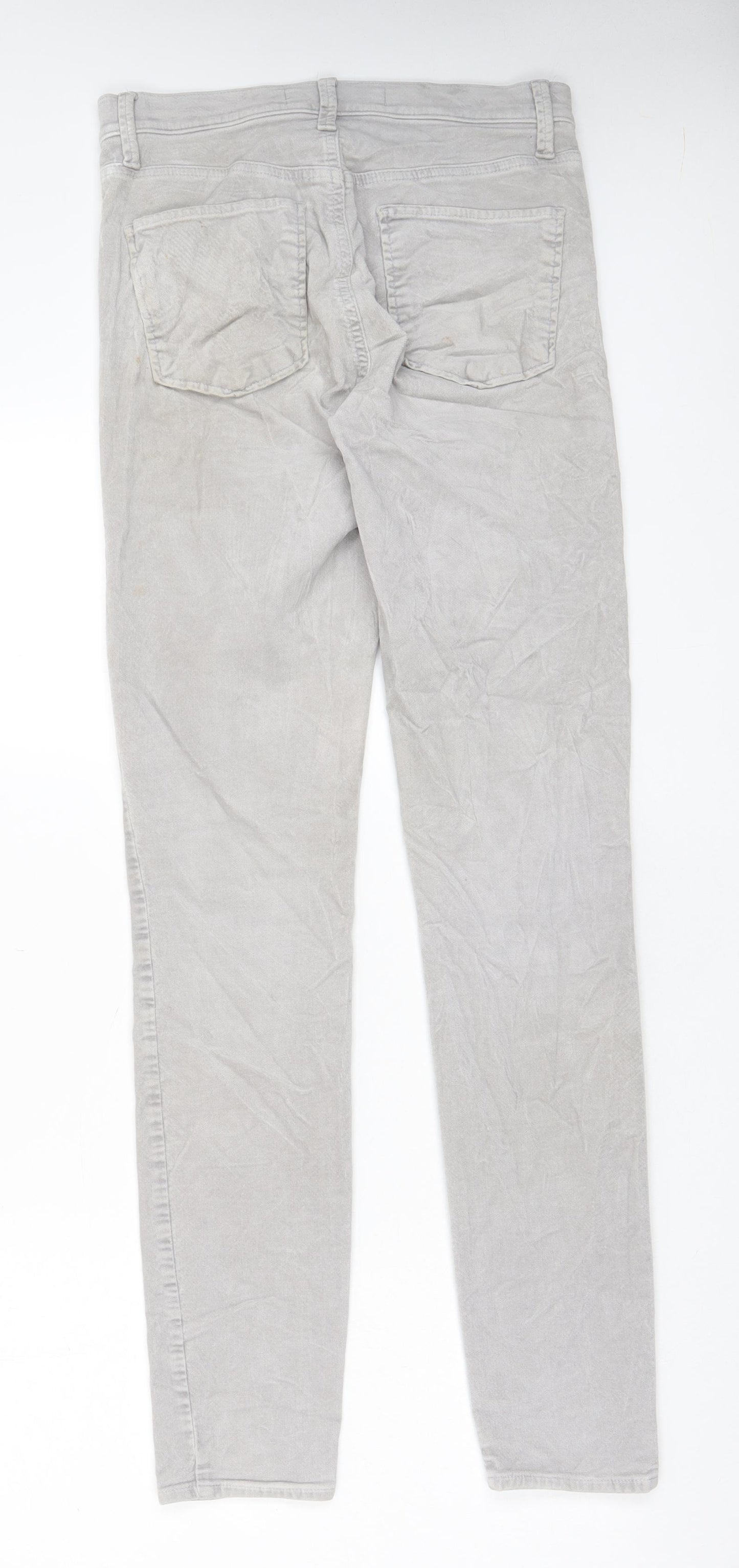 Gap Womens Grey Cotton Trousers Size 28 in L32 in Regular Zip - Pockets
