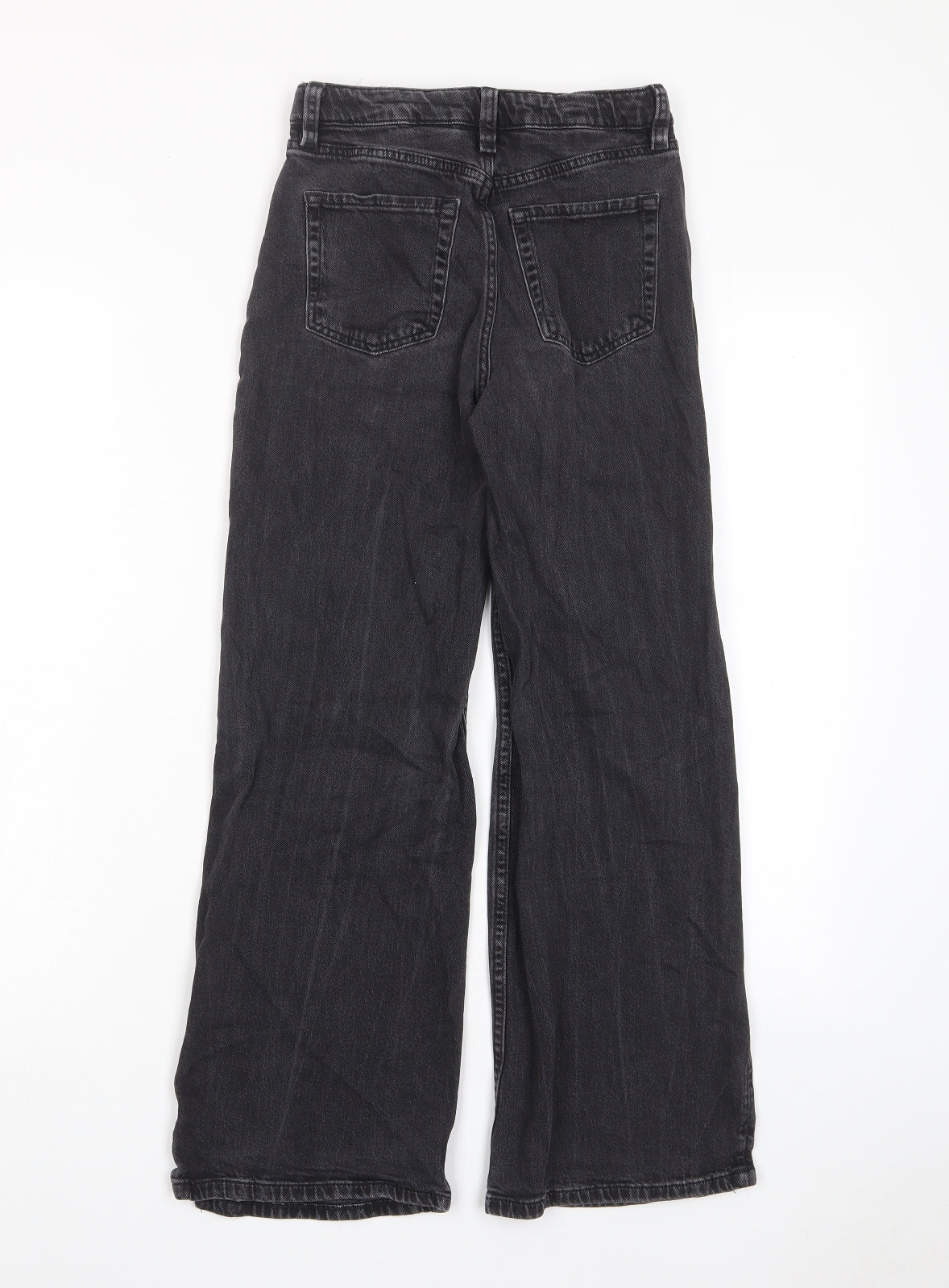 H&M Girls Grey Cotton Wide-Leg Jeans Size 10-11 Years L25 in Regular Zip - Distressed, Pockets, Belt Loops