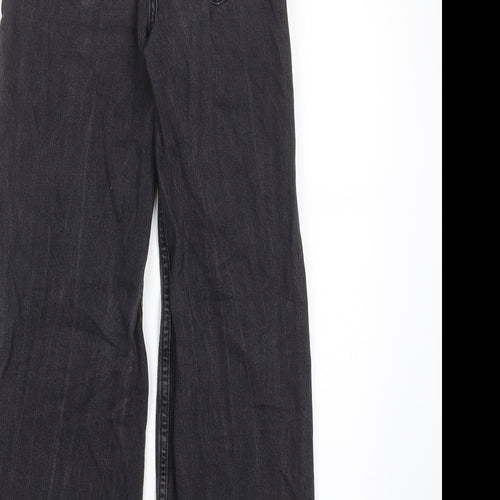 H&M Girls Grey Cotton Wide-Leg Jeans Size 10-11 Years L25 in Regular Zip - Distressed, Pockets, Belt Loops