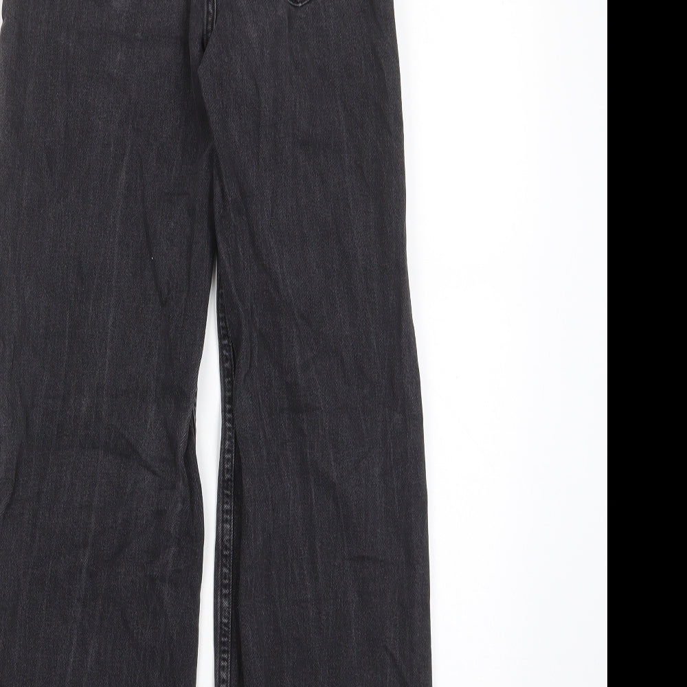 H&M Girls Grey Cotton Wide-Leg Jeans Size 10-11 Years L25 in Regular Zip - Distressed, Pockets, Belt Loops