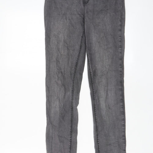 Denim & Co. Womens Grey Cotton Skinny Jeans Size 12 L29 in Regular Zip - Pockets