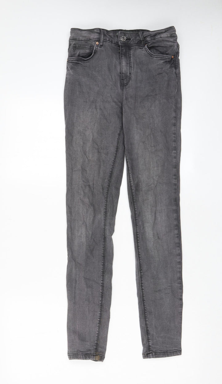 Denim & Co. Womens Grey Cotton Skinny Jeans Size 12 L29 in Regular Zip - Pockets