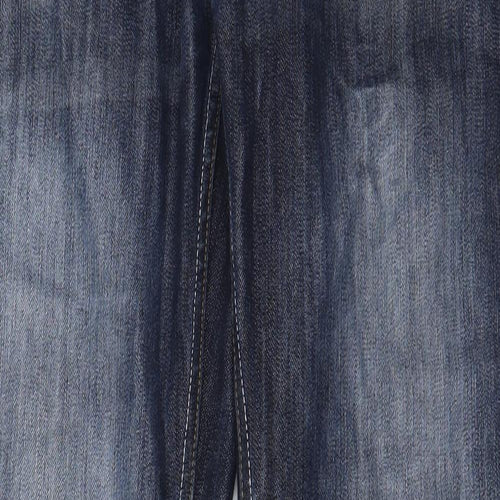 Crosshatch Mens Blue Cotton Straight Jeans Size 34 in L32 in Regular Button - Pockets, Logo