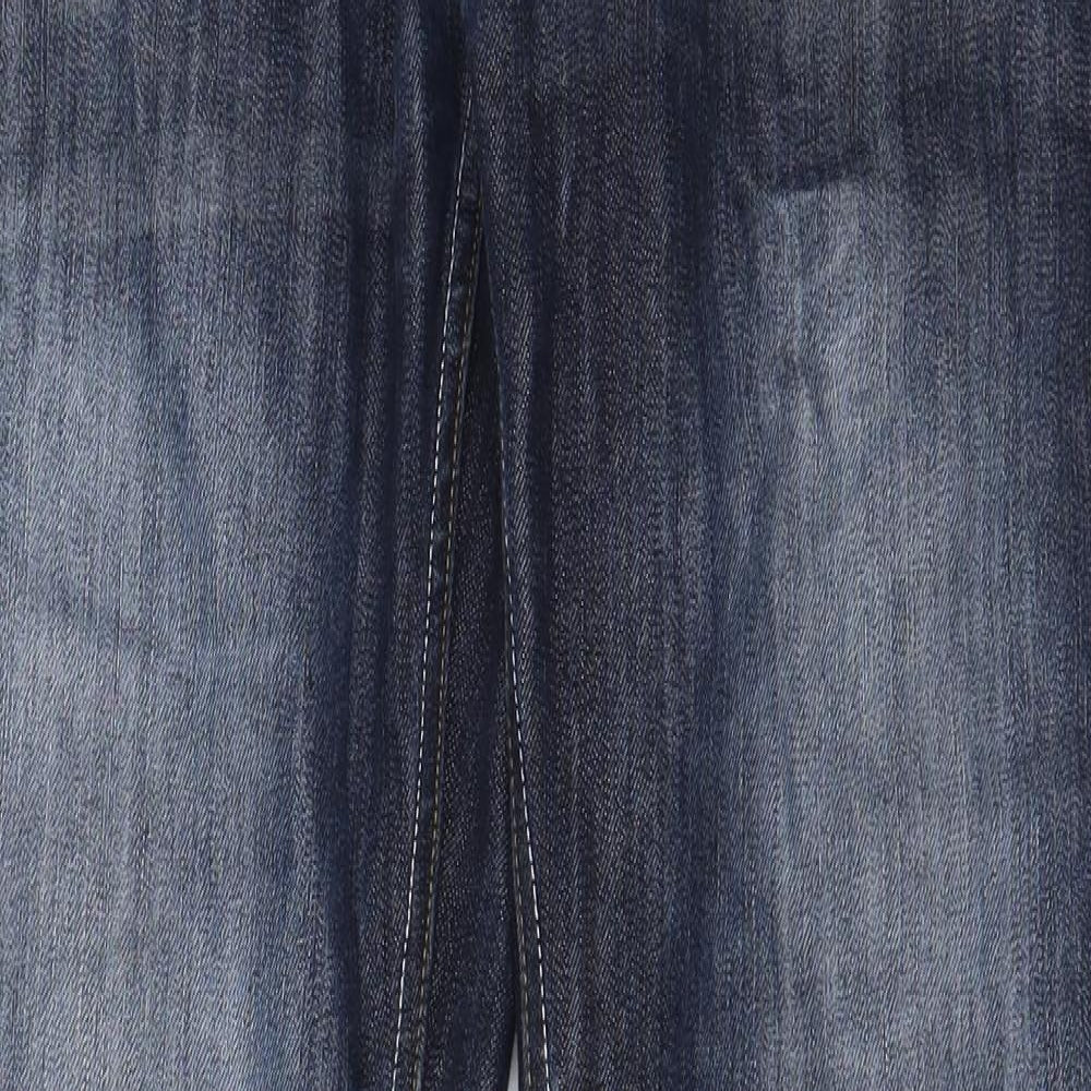 Crosshatch Mens Blue Cotton Straight Jeans Size 34 in L32 in Regular Button - Pockets, Logo