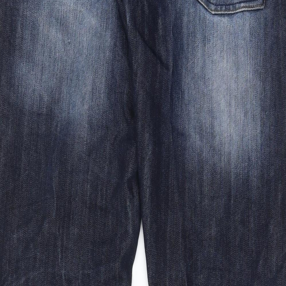 Crosshatch Mens Blue Cotton Straight Jeans Size 34 in L32 in Regular Button - Pockets, Logo