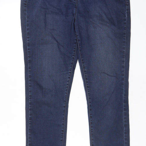 Marks and Spencer Womens Blue Polyester Straight Jeans Size 16 L30 in Regular Zip - Pockets