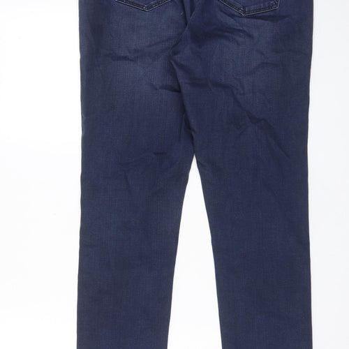 Marks and Spencer Womens Blue Polyester Straight Jeans Size 16 L30 in Regular Zip - Pockets