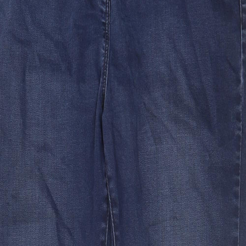 Marks and Spencer Womens Blue Polyester Straight Jeans Size 16 L30 in Regular Zip - Pockets