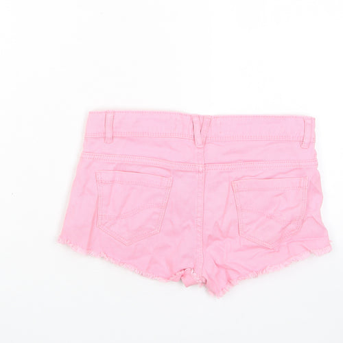 Denim & Co. Womens Pink Cotton Basic Shorts Size 6 Regular Zip - Pockets