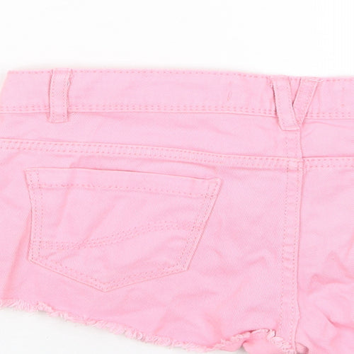 Denim & Co. Womens Pink Cotton Basic Shorts Size 6 Regular Zip - Pockets