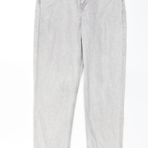 H&M Girls Grey Cotton Straight Jeans Size 10-11 Years L25 in Regular Zip - Pockets, Adjustable waist