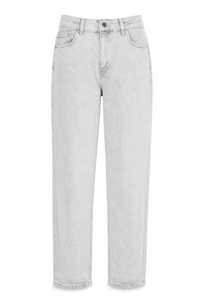 H&M Girls Grey Cotton Straight Jeans Size 10-11 Years L25 in Regular Zip - Pockets, Adjustable waist