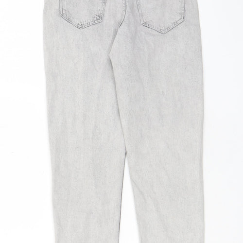 H&M Girls Grey Cotton Straight Jeans Size 10-11 Years L25 in Regular Zip - Pockets, Adjustable waist