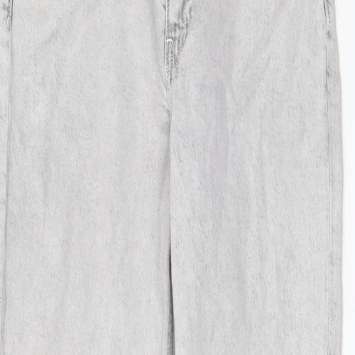 H&M Girls Grey Cotton Straight Jeans Size 10-11 Years L25 in Regular Zip - Pockets, Adjustable waist