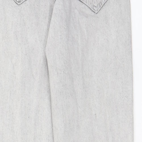 H&M Girls Grey Cotton Straight Jeans Size 10-11 Years L25 in Regular Zip - Pockets, Adjustable waist