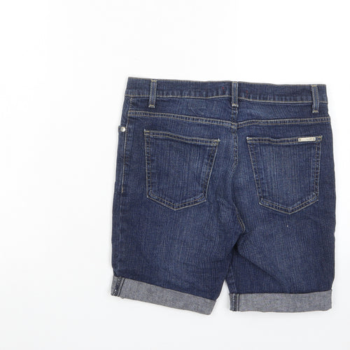 NEXT Womens Blue Cotton Basic Shorts Size 8 L8 in Regular Zip - Pockets