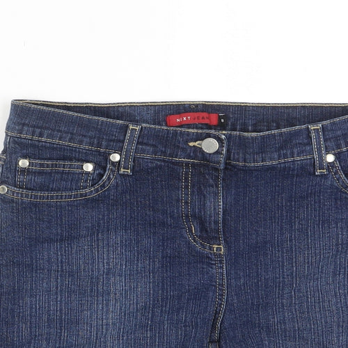 NEXT Womens Blue Cotton Basic Shorts Size 8 L8 in Regular Zip - Pockets