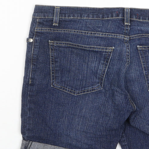 NEXT Womens Blue Cotton Basic Shorts Size 8 L8 in Regular Zip - Pockets