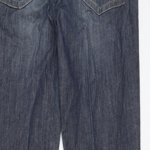 NEXT Womens Blue Cotton Bootcut Jeans Size 16 L31 in Regular Zip - Pockets