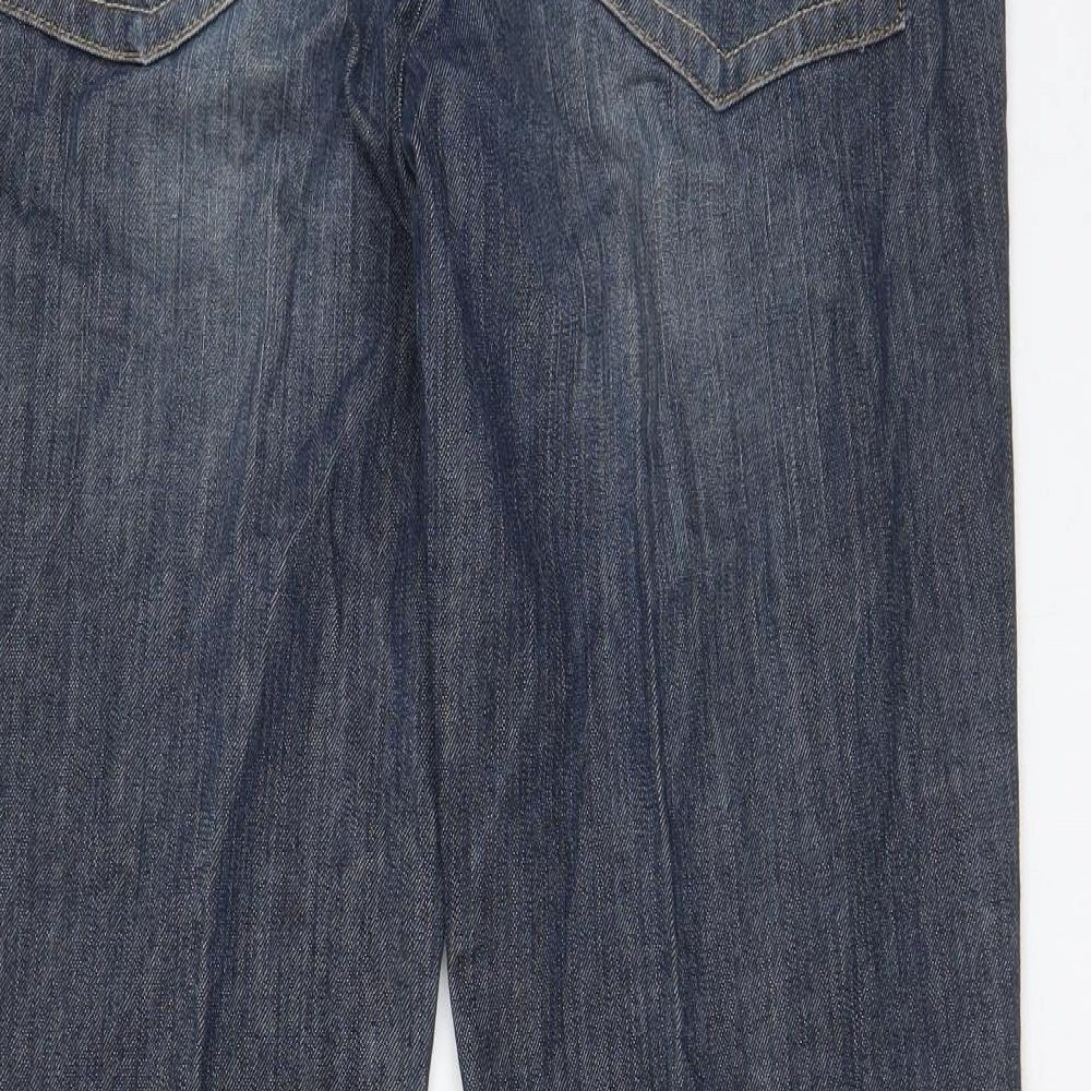 NEXT Womens Blue Cotton Bootcut Jeans Size 16 L31 in Regular Zip - Pockets