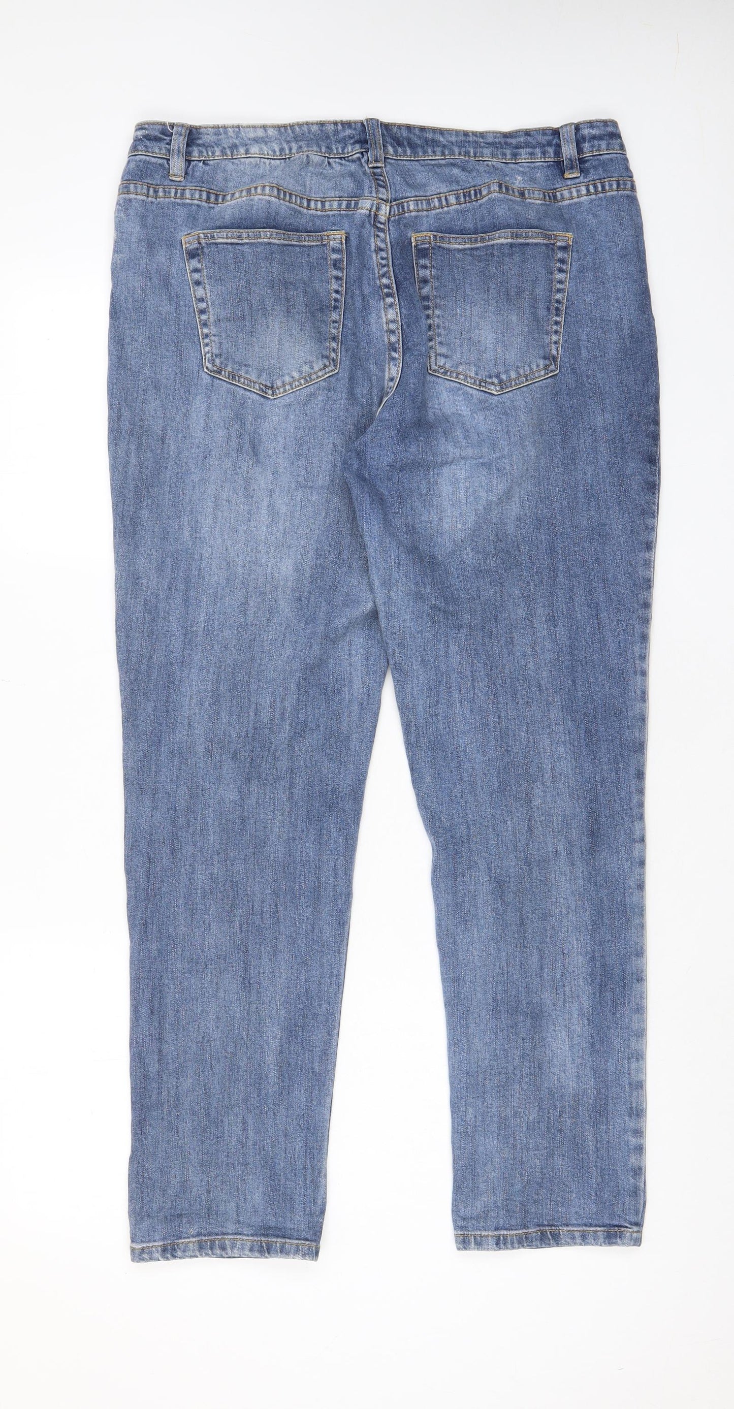 Nutmeg Womens Blue Cotton Straight Jeans Size 14 L29 in Regular Zip - Pockets