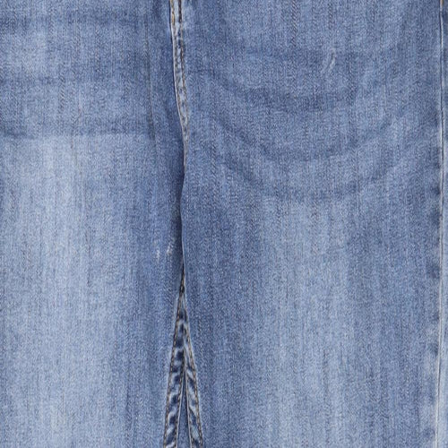 Nutmeg Womens Blue Cotton Straight Jeans Size 14 L29 in Regular Zip - Pockets