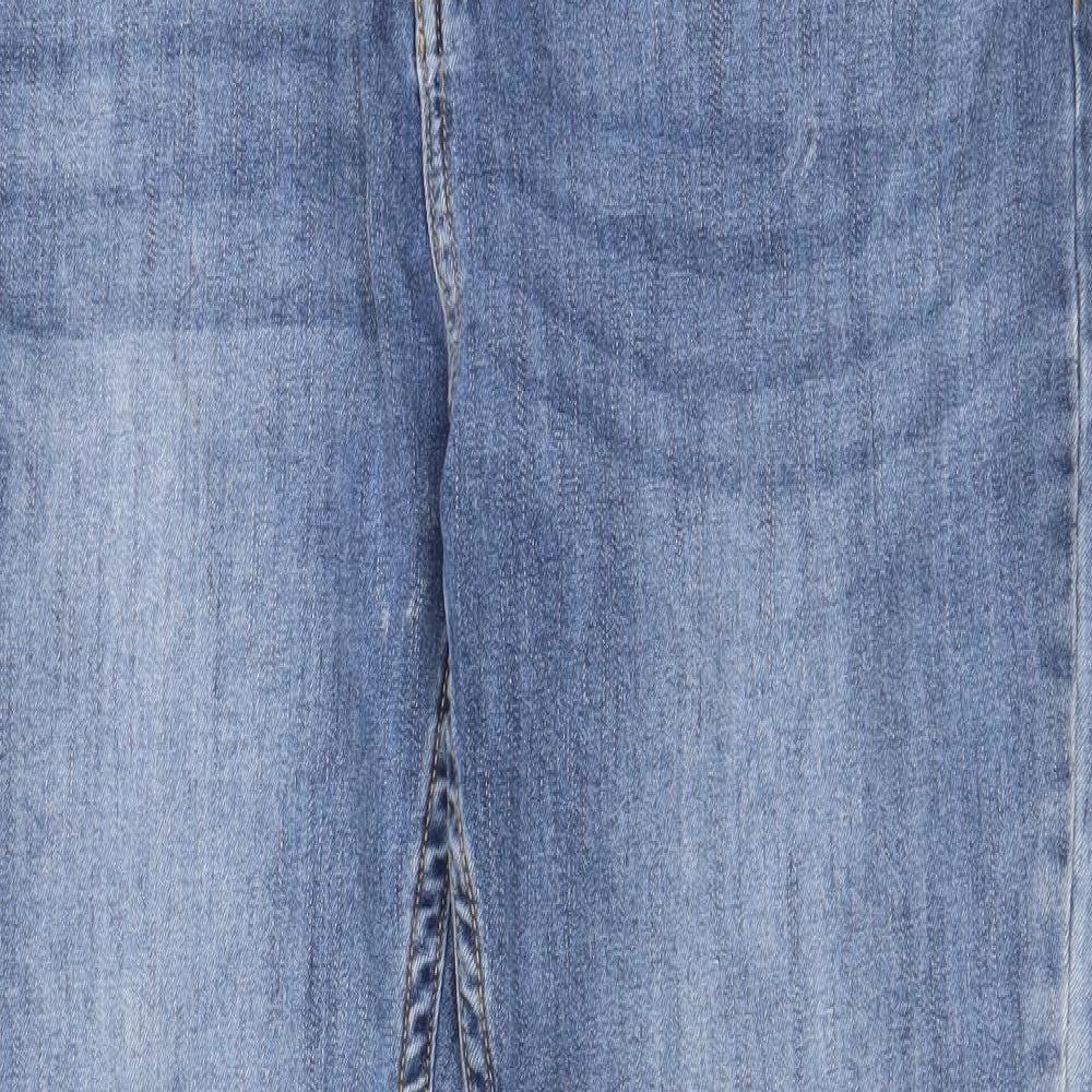 Nutmeg Womens Blue Cotton Straight Jeans Size 14 L29 in Regular Zip - Pockets