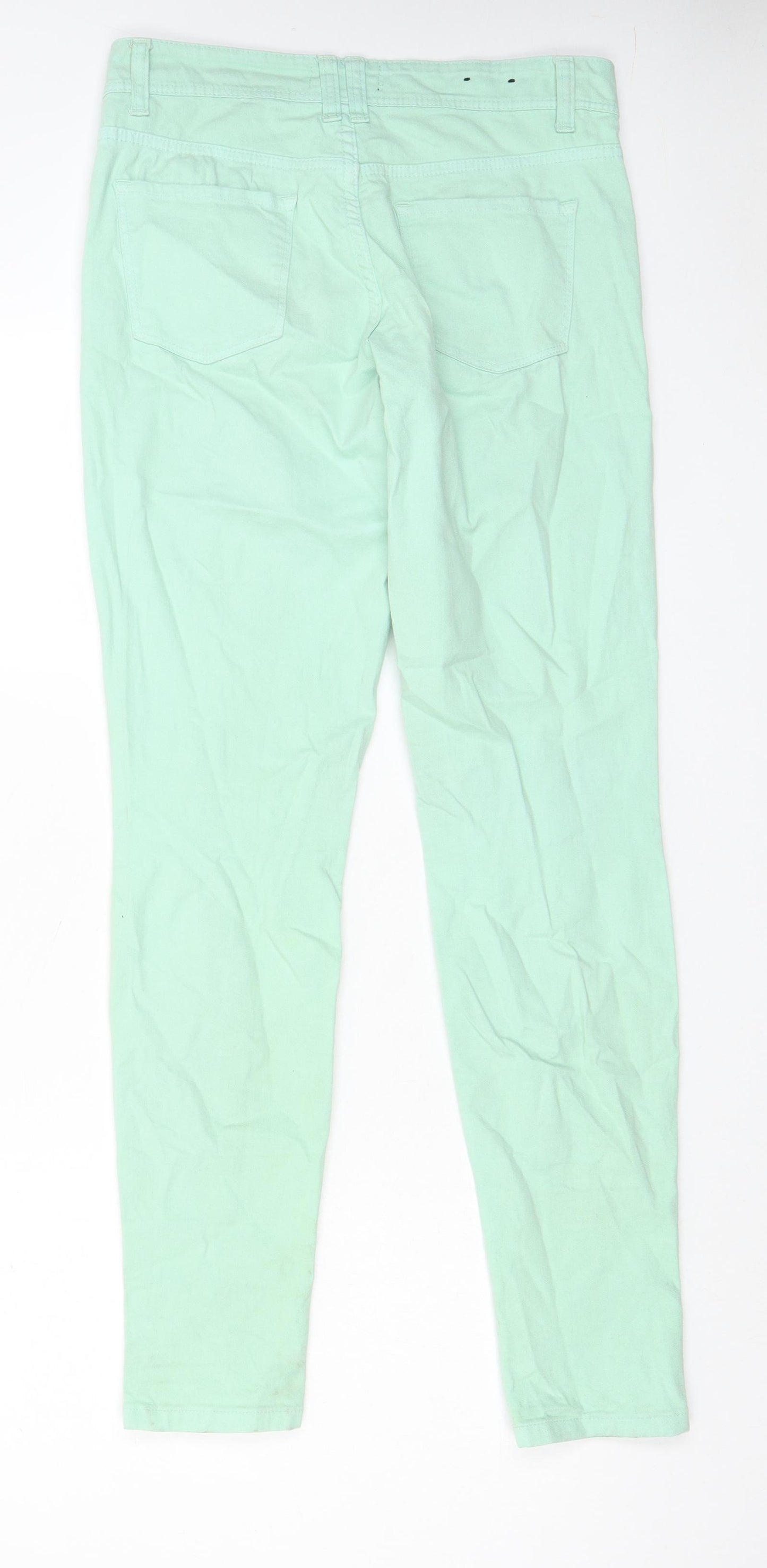 YesYes Womens Green Cotton Skinny Jeans Size 12 L31 in Regular Zip - Pockets
