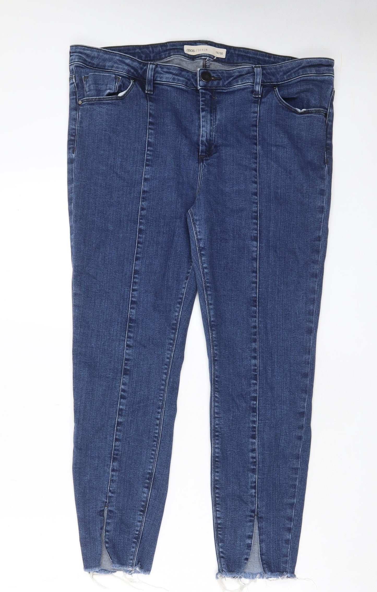 ASOS Womens Blue Cotton Skinny Jeans Size 18 L30 in Regular Zip - Pockets