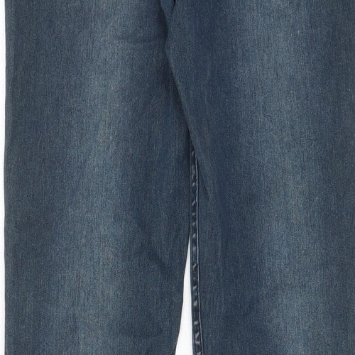 M&Co Womens Blue Cotton Straight Jeans Size 10 L29 in Regular Zip - Pockets, Beaded