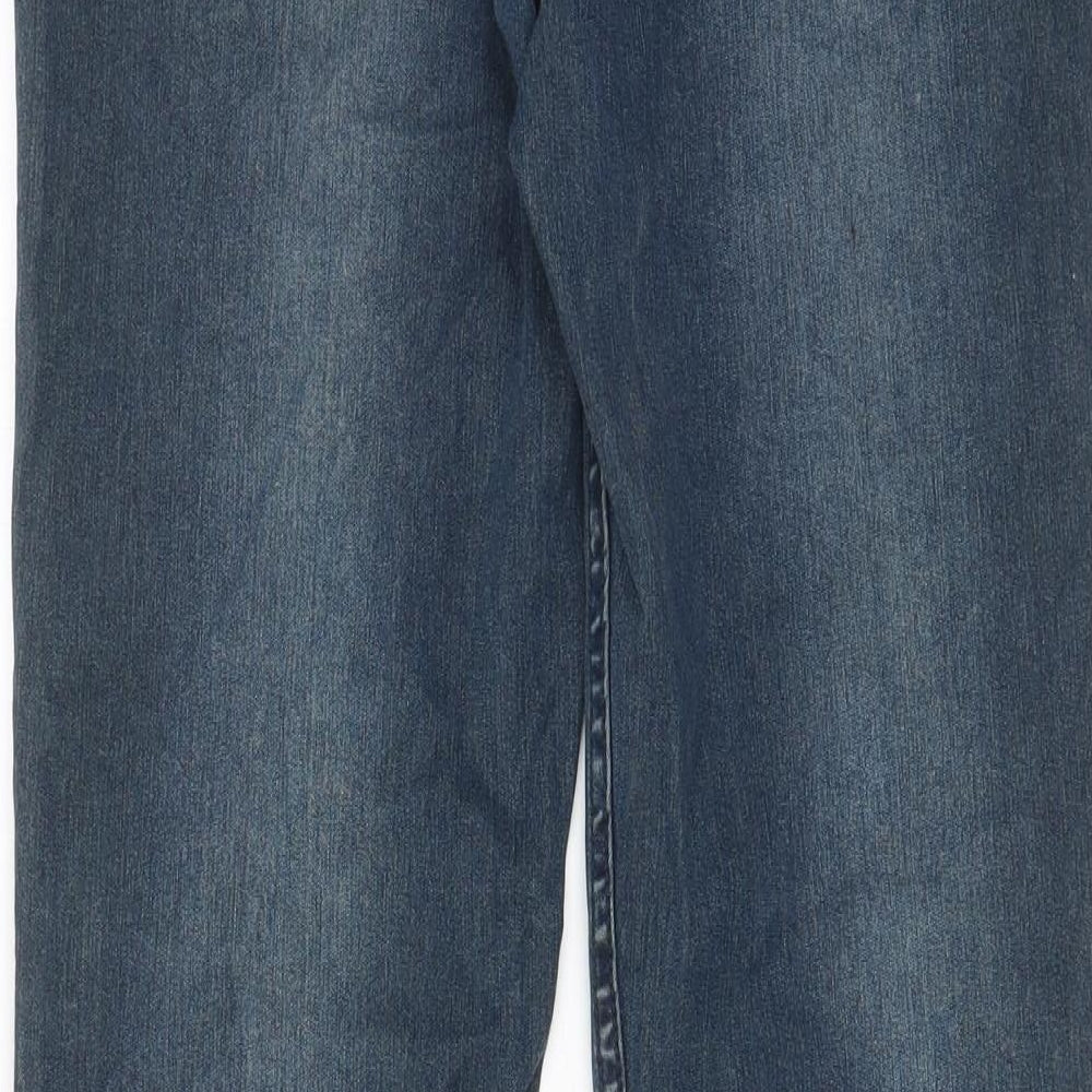 M&Co Womens Blue Cotton Straight Jeans Size 10 L29 in Regular Zip - Pockets, Beaded