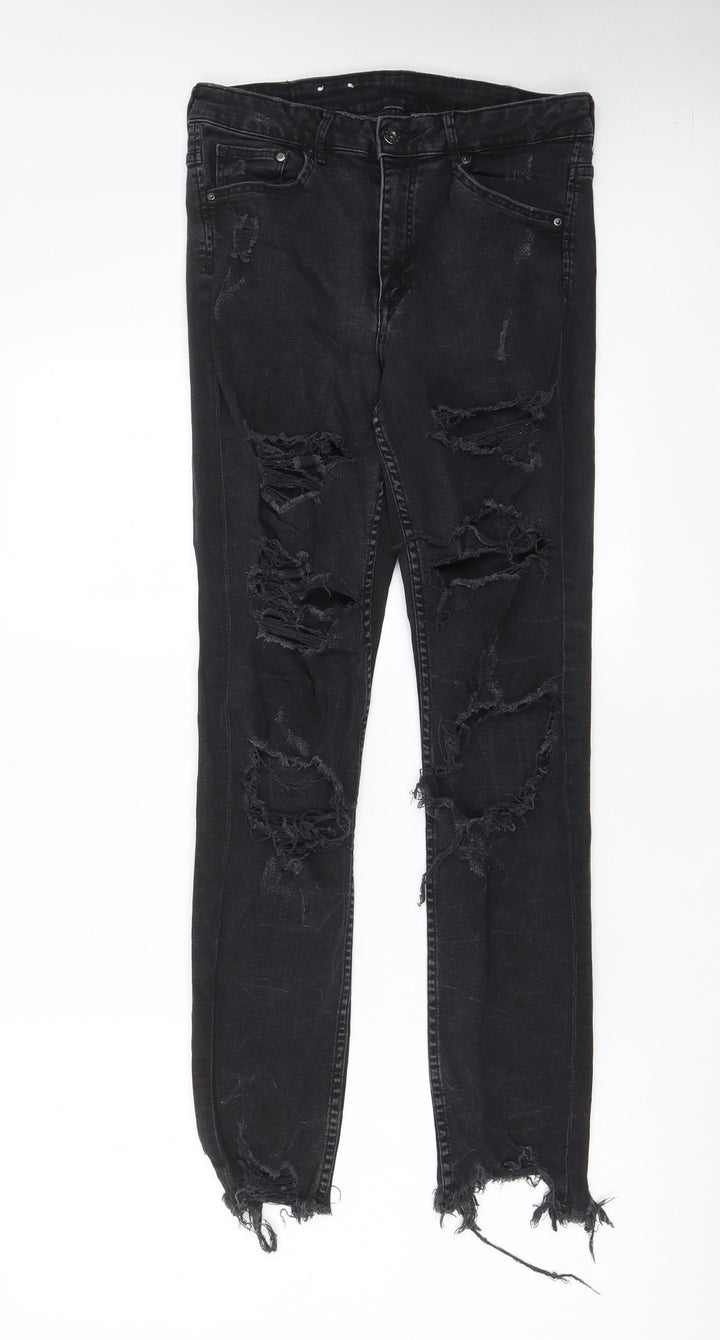 H&M Womens Black Cotton Skinny Jeans Size 30 in L29 in Regular Zip - Pockets
