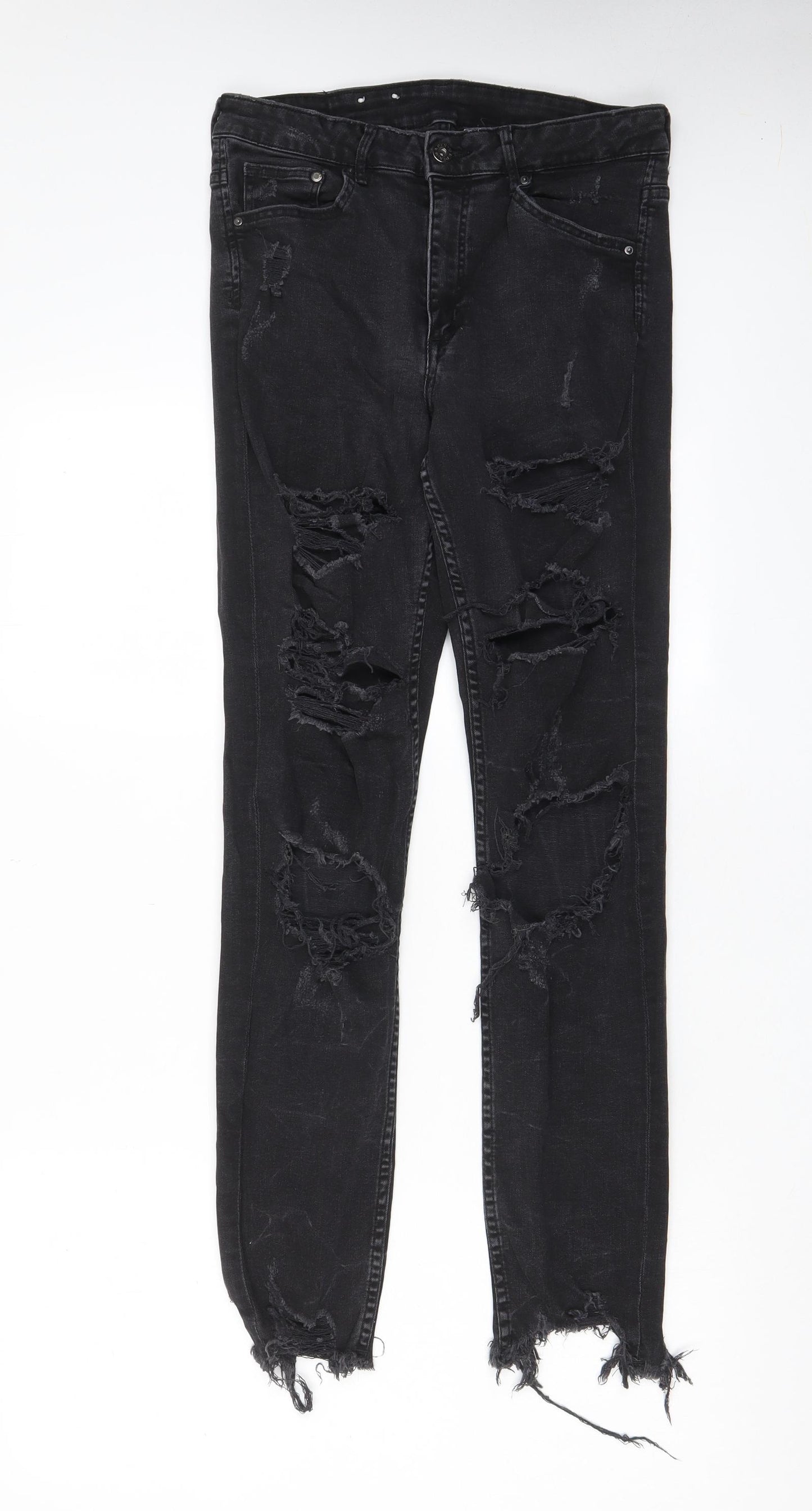 H&M Womens Black Cotton Skinny Jeans Size 30 in L29 in Regular Zip - Pockets