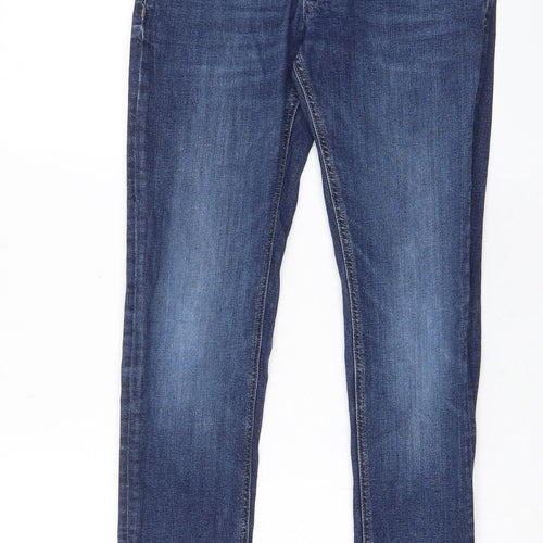 River Island Mens Blue Cotton Skinny Jeans Size 30 in L32 in Regular Zip - Pockets