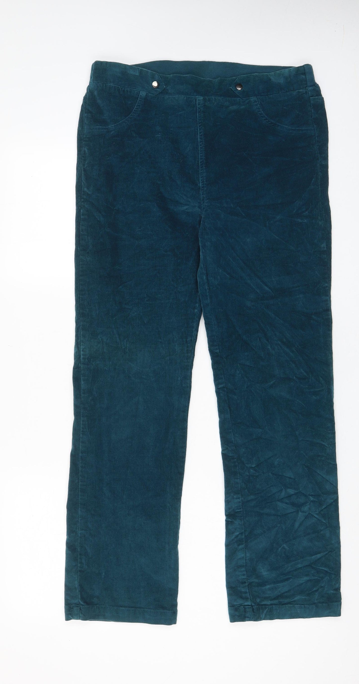 Cotton Traders Womens Blue Cotton Trousers Size 14 L29 in Regular - Pockets