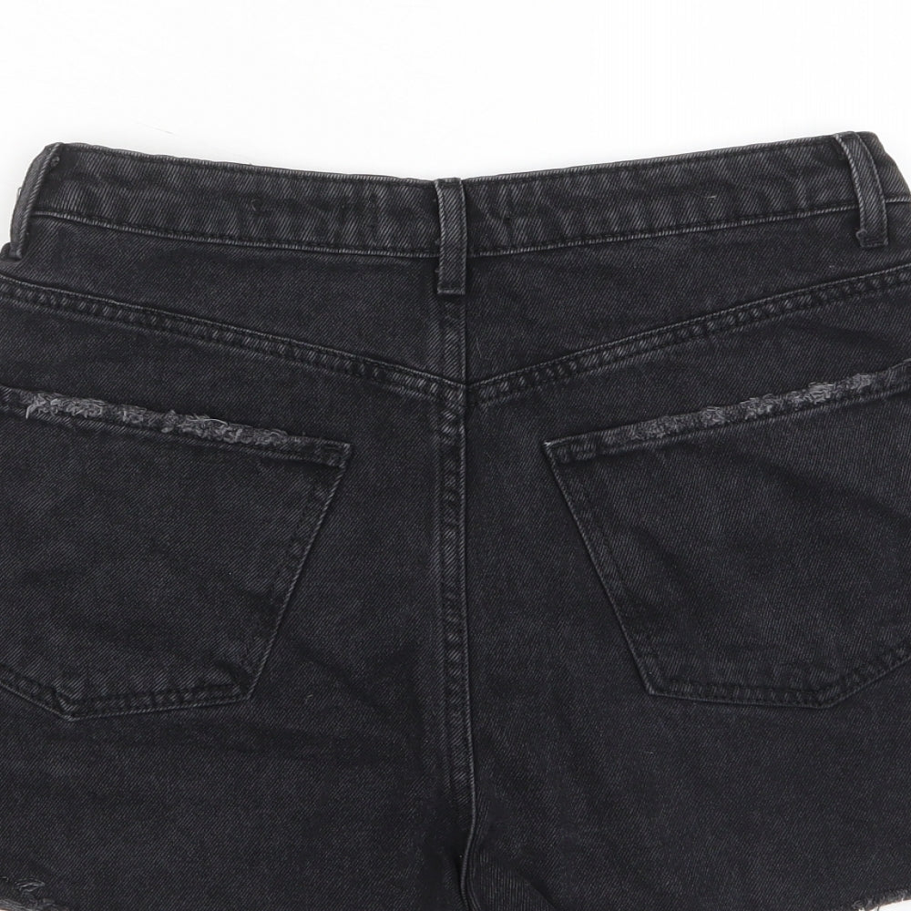 New Look Womens Black Cotton Basic Shorts Size 12 L3 in Regular Zip - Pockets