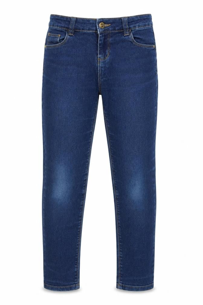 Denim & Co. Girls Blue Cotton Skinny Jeans Size 9-10 Years L23 in Regular Zip - Pockets, Adjustable waist