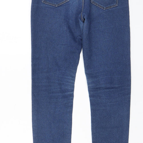 Denim & Co. Girls Blue Cotton Skinny Jeans Size 9-10 Years L23 in Regular Zip - Pockets, Adjustable waist