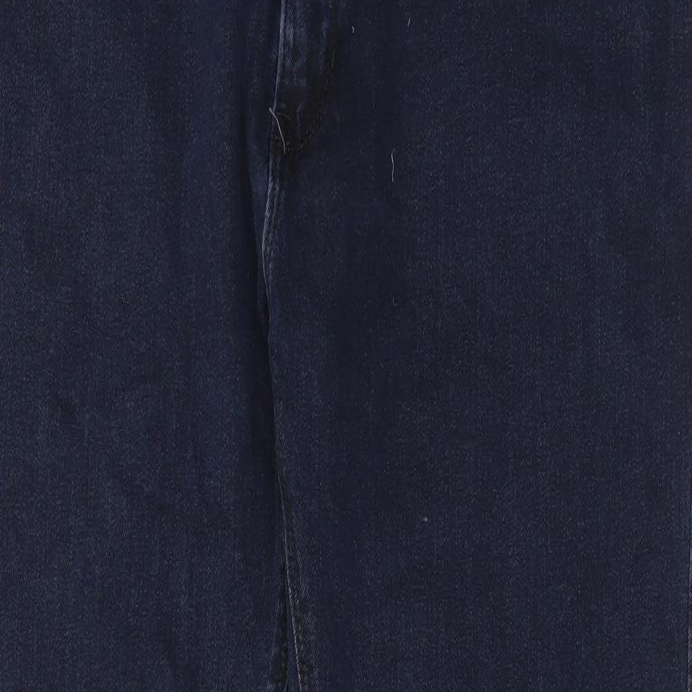 Marks and Spencer Mens Blue Cotton Tapered Jeans Size 40 in L33 in Regular Zip - Long Leg, Pockets