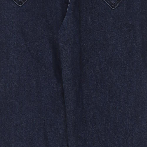 Marks and Spencer Mens Blue Cotton Tapered Jeans Size 40 in L33 in Regular Zip - Long Leg, Pockets