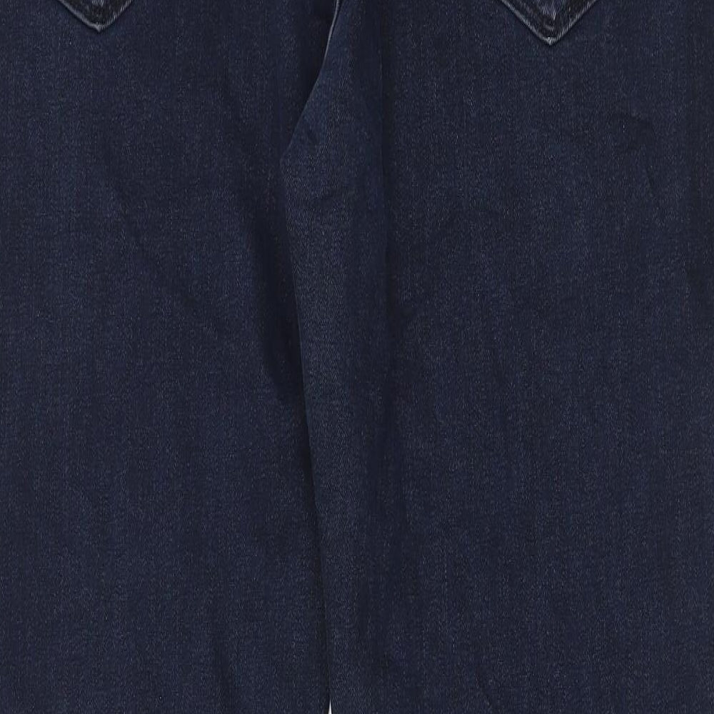 Marks and Spencer Mens Blue Cotton Tapered Jeans Size 40 in L33 in Regular Zip - Long Leg, Pockets