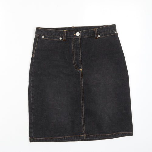 Look Womens Blue Cotton A-Line Skirt Size 8 Zip - Pockets