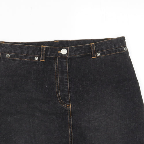 Look Womens Blue Cotton A-Line Skirt Size 8 Zip - Pockets