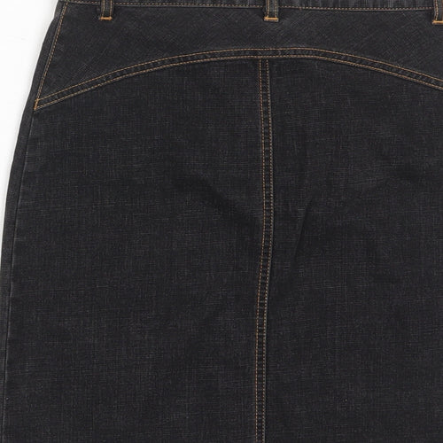 Look Womens Blue Cotton A-Line Skirt Size 8 Zip - Pockets